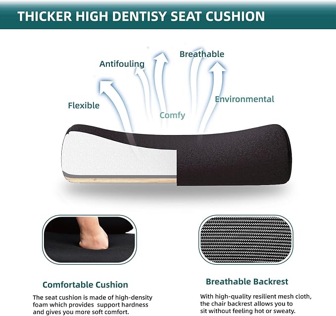 DUMOS Office Desk Computer Chair with Footrest, Ergonomic Mesh Swivel Gaming Chair with Rolling Wheels, Comfortable Headrest, Lumbar Support, Comfy for Home, Office, Task, Student, Inky