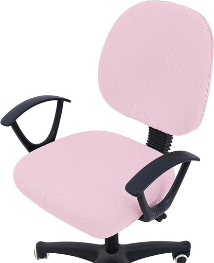 Smiry Stretch Jacquard Office Computer Chair Covers, Removable Washable Universal Desk Rotating Chair Slipcovers Protector, Seat + Backrest Cover, Pink