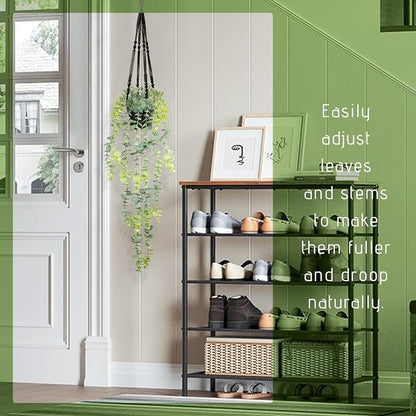 Artificial Hanging Eucalyptus Plant in Pot, 24" Fake Hanging Plants for Home Decor, Faux Hanging Greenery for Shelf Bathroom, Kitchen, Office, Wall, Bedroom, Indoor Decor
