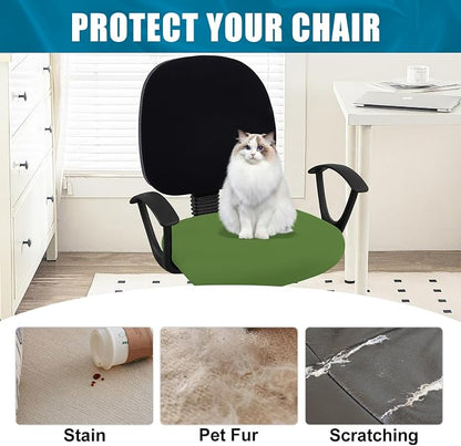 Smiry Printed Office Computer Chair Seat Covers, Stretch Fit Universal Desk Rotating Chair Cover Washable Removable Seat Cushion Protectors - Olive Green