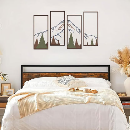 ruelen 4 Pcs Metal Mountain and Forest Wall Decor Colorful Landscape Mountain Wall Art Pine Tree Forest Wall Decoration Rustic Nature Wall Decor for Living Room Home Office Bathroom Indoor (Middle)