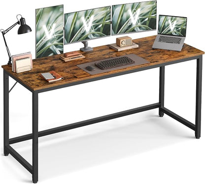 VASAGLE Computer Desk, Steel Frame and Particleboard Gaming Table, 63 x 23.6 x 29.9 Inch, Rustic Brown and Matte Black Small Desk for Bedroom and Home Office, Barnet Collection ULWD121K01