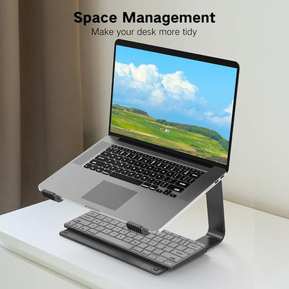 Tonmom Laptop Stand for Desk, Aluminum Laptop Riser Holder, Removable Metal Notebook Stand Ventilated Cooling Computer Riser Compatible with 10-15.6” Laptops