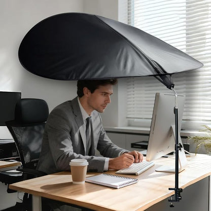 Office Cubicle Desk Shade Anti-Glare Cover Light Sensitive Professionals Cubicle Light Blocker for Workspaces Desk Canopy 39" Sector Shading Light Shade with Clamp(Black)