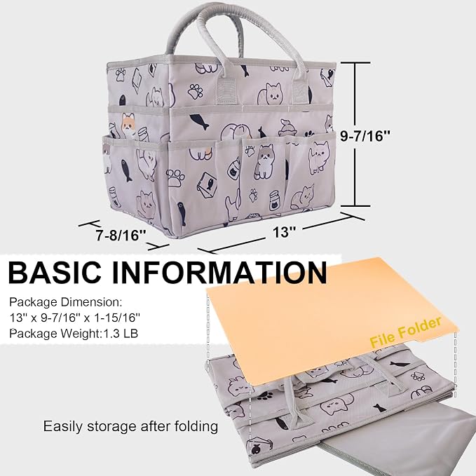 Cupohus Craft Organizer Tote Bag – Art Organizer, Craft Caddy with Multiple Pockets, Large Capacity Supply Storage Bag for Sewing, Knitting, Painting, and Travel (Pet Prints)