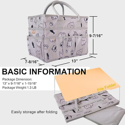 Cupohus Craft Organizer Tote Bag – Art Organizer, Craft Caddy with Multiple Pockets, Large Capacity Supply Storage Bag for Sewing, Knitting, Painting, and Travel (Pet Prints)