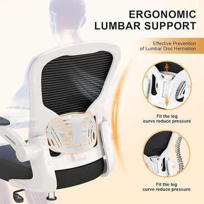 Office Chair, Ergonomic Desk Chairs 330LBS Capacity High Back Mesh Computer Chair with Flip-up Armrests, Comfy Work Chair with Adjustable Lumbar Support