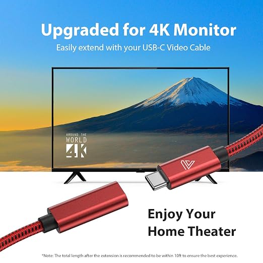 Faracent USB C Extension Cable (20Gbps/240W/3.3Ft), USB 3.2 Type C 3.1 Male to Female Extension Charging & Sync for iPhone 17 16 15 Pixel PSVR2 MacBook Air Pro/New iPad Dell XPS Surface Book Red