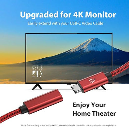 Faracent USB C Extension Cable (20Gbps/240W/3.3Ft), USB 3.2 Type C 3.1 Male to Female Extension Charging & Sync for iPhone 17 16 15 Pixel PSVR2 MacBook Air Pro/New iPad Dell XPS Surface Book Red
