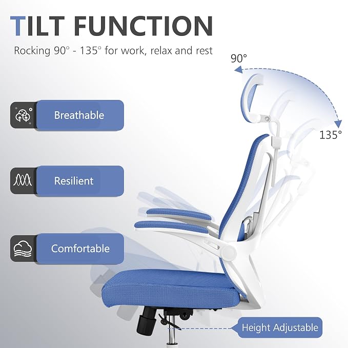 balmstar Ergonomic Office Chair Desk Chair - Mesh Computer Chair with 360° Swivel Wheels, Adjustable 90-130° Recline & Lumbar Support for Home Office, Supports up to 350lbs for Women, Teens