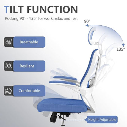 balmstar Ergonomic Office Chair Desk Chair - Mesh Computer Chair with 360° Swivel Wheels, Adjustable 90-130° Recline & Lumbar Support for Home Office, Supports up to 350lbs for Women, Teens