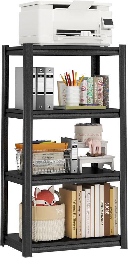 Large Printer Stand with Storage 1600LBS Bookshelf Metal Shelving Printer Shelf 4-Tier Adjustable Shelving Unit for Home, Office, Kitchen, Living room, Basement, Garage, 44"H × 23.6"W × 11.8"D, Black