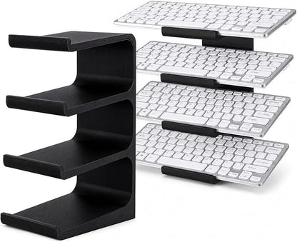 Novabright 4 Tier Keyboard Display Stand Keyboard Storage Rack for Gaming Desk Setup Workstations Office Organization Space Saving Desktop Storage Black