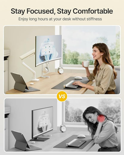 monTEK Single Monitor Arm with USB, Mechanical Spring Monitor Arm for 17-40" Screens, Adjustable Monitor Desk Mount Holds up to 26.4 lbs with C Clamp/Grommet Desk Mount, VESA 75/100mm