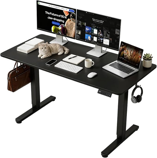 Electric Standing Desk, 48x24 Inches Height Adjustable Sit Stand Desk with 3 Memory Presets & Child Lock, Quiet Motor, Heavy Steel Frame for Computer Workstation or Gaming Rig,Classic Black