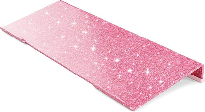 BEEGO Ergonomic Computer Keyboard Stand - Glitter Pink Acrylic Keyboard Riser Tilted Keyboard Holder Keyboard Tray with Pink Non-Slip Strip for Easy Typing at Home School Office Desk Accessories