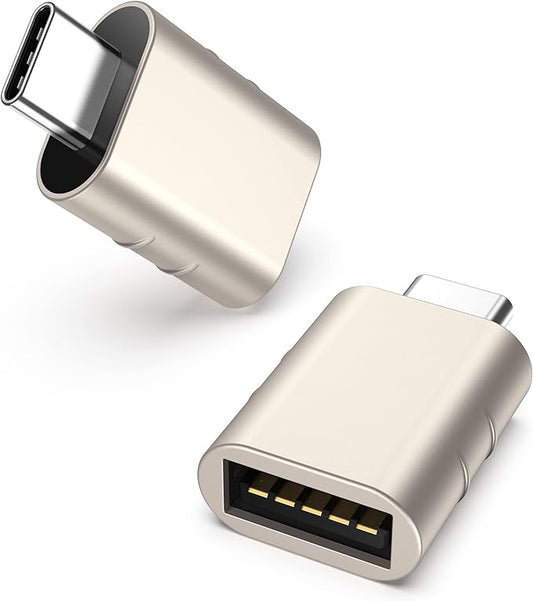 Syntech USB C to USB Adapter Pack of 2 USB C Male to USB3 Female Adapter Compatible with iPhone 17 Pro Max MacBook Pro Air 2024 iMac iPad mini Pro, Other Type C or Thunderbolt 5/4 Devices, Starlight