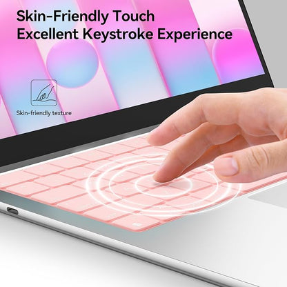 EooCoo Premium Keyboard Cover Skin Protector, Laptop Accessories Compatible with 2026 2025 2024 2023 2022 2021 M5-M1 Pro/Max MacBook Pro 14/16, M5-M2 MacBook Air 13/15, 2026 MacBook Neo 13, Pink