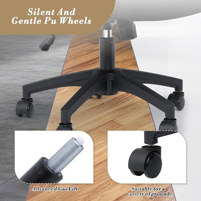 Athena Collection Computer Office Chair, Ergonomic Desk Chair with Rolling Wheels, Mesh Back Support and Height Adjustable, Small and Comfy for Home Office, Study, Black