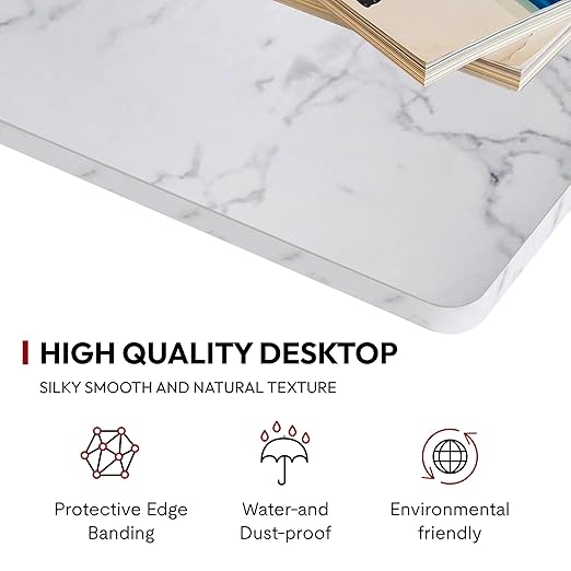 SANODESK Universal Tabletop 55"x28"x1" Thickness One-Piece Table Top Rectangular Particle Board for Standing Desk and Home Office Countertop DIY,Marble Grey Desk Top