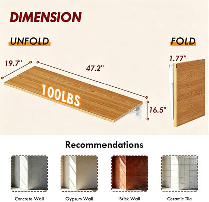 Need Fold Wall Mounted Workbench Folding Wall Table Length 47.2" Width 20" Perfect Addition to Garage & Shed/Home Office/Laundry Room/Home Bar/Kitchen & Dining Room