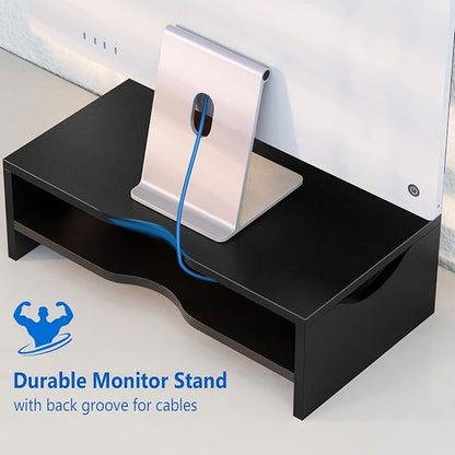 Zimilar Monitor Stand, 2-Tier Laptop Computer Monitor Stand Riser for PC, iMac, Desktop Wooden Screen Stand with Storage Organizer for Home Office