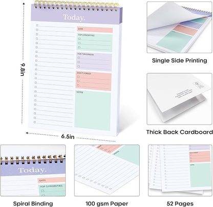 Taja 6 Pack of To Do List Notepad - To Do List Notebook for Work with 52 Sheets, 9.8" x 6.5", Undated Daily Planner Perfect for Daily Tasks and Goal Setting, Notepad Suitable for Office, Home & School - Violet Dream