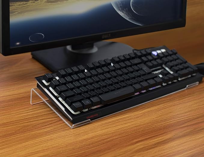 WINKINE Computer Keyboard Stand, Clear Acrylic PC Keyboard Holder Stand Tilted Computer Keyboard Stand, Keyboard Riser for Ergonomic Easy Typing, Keyboard Stand for Office Desk, Home, School