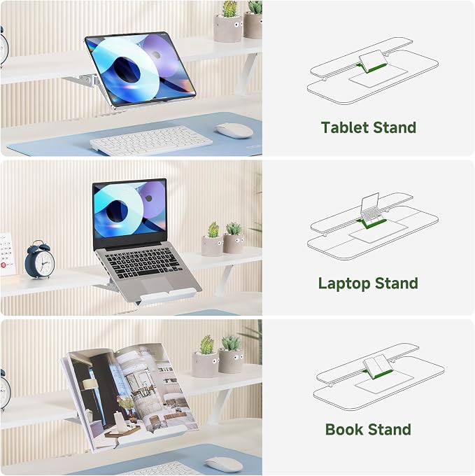 GTPLAYER Electric Standing Desk with Drawers, 55 x 24 Inches Height Adjustable Computer Desk with Monitor Stand, Laptop Stand, Sit Stand up Desk with Memory Preset for Home, Office, White