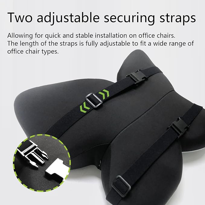 Memory Foam Lumbar Support Pillow,Back Support for Office Chair,Back Pillow for Chair,Ergonomic Lower Back Cushion for Desk Chair,Computer Chair,Gaming Chair and Car Seat,Washable Cover（Black）