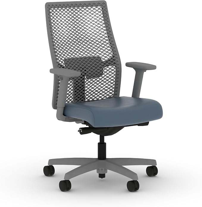 HON Ignition 2.0 ReActiv Ergonomic Office Chair, Mesh Desk Chair with Lumbar Support, Advanced Synchro‑Tilt, Height and Width Adjustable Arms, Swivel Wheels, Titanium Frame, Nimbus