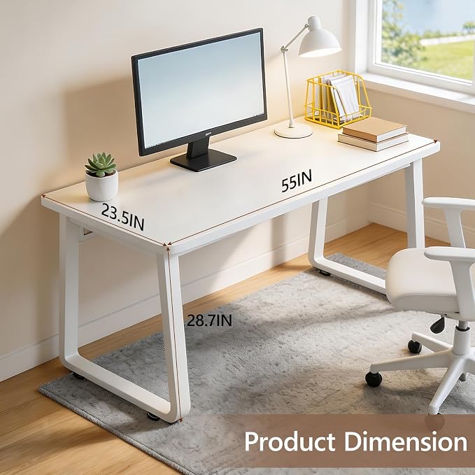 Small Office Computer Desk, Simple Style Writing Desk Waterproof and Scratch-Resistant,Sturdy Study Writing Desk with Wooden Tabletop and Metal Frame for Bedroom, Study Room, Living Room