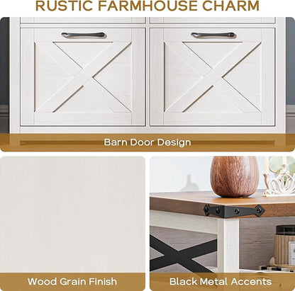 Farmhouse 4 Drawer File Cabinet with Open Storage Shelf, Lateral Filing Cabinet Fits Letter/A4/ Size, Home Office Filing Organizer, Document Storage Printer Stand for Home and Office,Uunique White