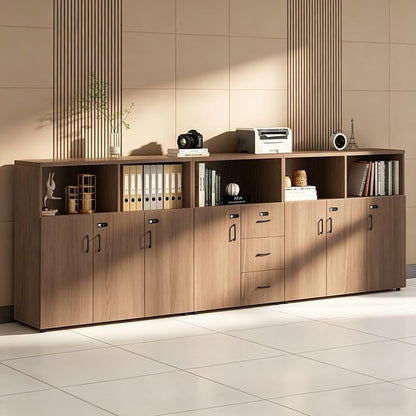 File Cabinet with Password Lock, Wood Lateral Filing Cabinet for Letter/A4 Files, 3 Drawer with Door, Printer Stand with Open Shelves for Home Office