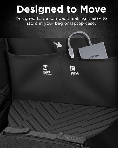 Lenovo USB-C 4 in 1 Travel Hub Block with Integrated Cable, 1x HDMI 4K @ 60Hz, 2X USB-A 3.2, 1x 3.5mm Combo, Luna Grey – Portable, Compact, High-Speed Connectivity Laptops PC Gaming Console Charging