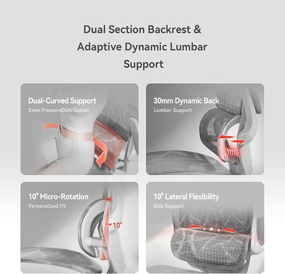 SIHOO M59AS Ergonomic Office Chair, Desk Chair with 3D Flip-up Armrests, Computer Chair with Dual Back Design and Adaptive Dynamic Lumbar Support Grey