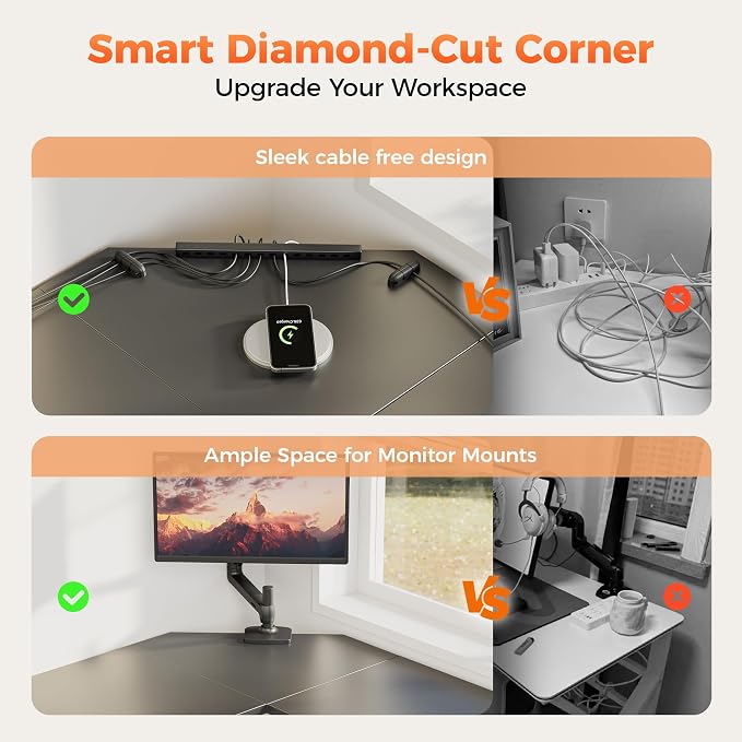 Mericonia 59 inch Large L Shaped Desk, Simple Corner Gaming Desk with CPU Stand & Hooks, Computer Desk for Home, Bedroom & Office Workspacee, Black