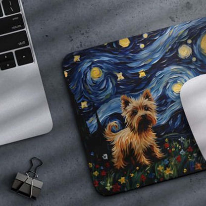 Tubbie Prints Starry Night Yorkie Dog Mouse Pad for Computer Laptop Home Office Gaming Working Desk Desktop Accessories Non-Slip Rubber Mouse Pad for Dog Lovers (Yorkshire)