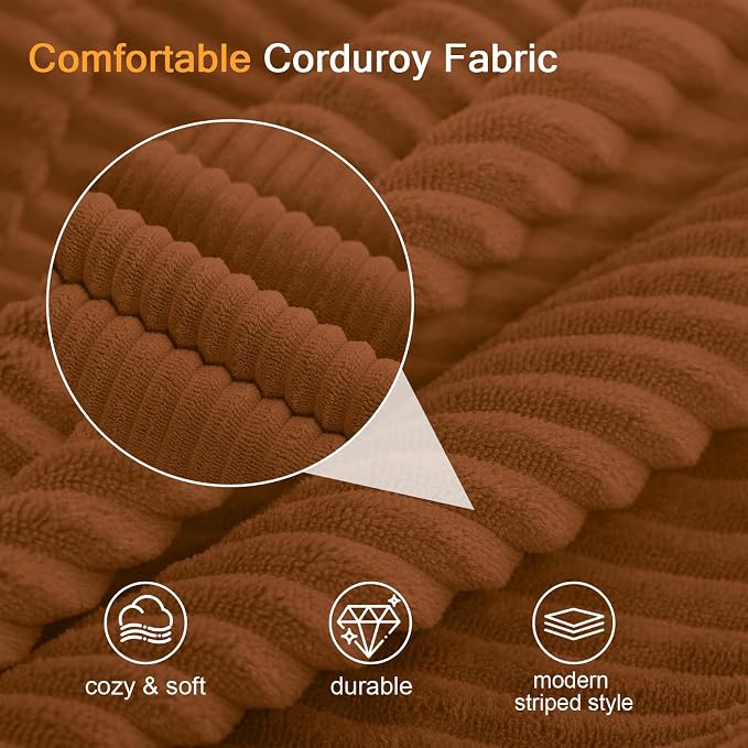 COMAX Convertible Sofa Bed Queen, Corduroy Folding Floor Couch Pull Out Couch Bed Futon Sleeper with Pillows, Fold Out Boneless Sofa Comfy Lounge Mattress Loveseat for Living Room Bedroom, Orange
