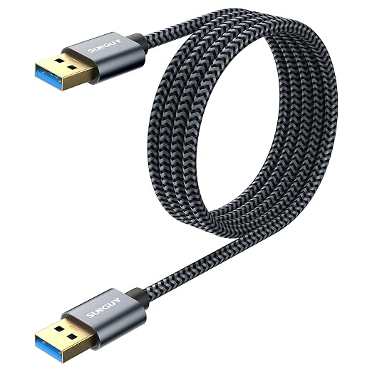 SUNGUY USB 3.0 Cable, 5FT USB Type A Male to Type A Male, Transfer Rate Up to 5Gbps Cable Compatible with Printers, Modems, Hard Drives, Cameras, HDD, DVD, Laptops, etc.