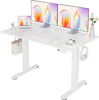 YDN Electric Standing Desk Adjustable Height, Stand up Desk with Cable Management, Home Office Desks with Splice Board & Frame, 48 x 24 Inches, Warm White