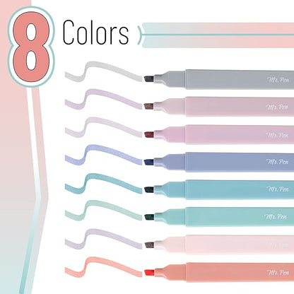 Mr. Pen- Aesthetic Highlighters No Bleed, 8 Pack, Earthy Colors, Chisel Tip | Cute Highlighters Assorted Colors for Journaling, Highlighting, Underlining, Fast Dry, Back to School Supplies