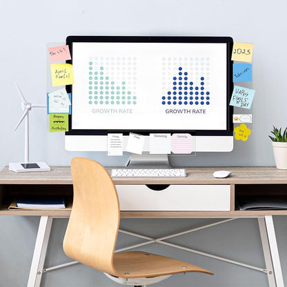 DOLLAR BOSS 3 Pcs 11" x 3.1" Transparent Acrylic Monitor Memo Board | Computer Screen Side Note Holder, Office Desk Accessories, Clear Message Board, For Sticky Notes Memos, Fits PC & Laptop