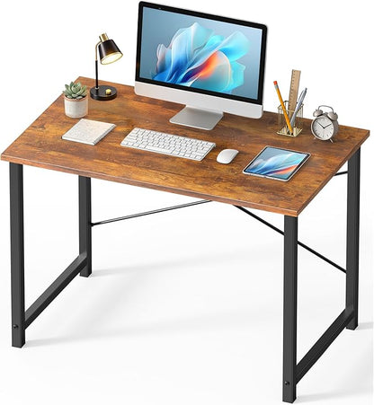 OLIXIS 40 Inch Computer Home Office Desk for Small Spaces, Writing Work Study Student Bedroom Table with Metal Frame, Sturdy Durable Design with Easy Assembly, Modern Rust