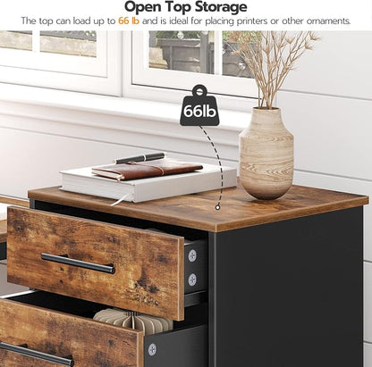 HOOBRO 7-Drawer File Cabinet, Wooden Office Cabinet with Drawers, Mobile Storage Filing Drawer for Home Office, Study, Easy Assembly, Rustic Brown and Black BF07WJ01