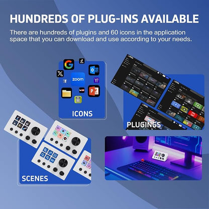 ActionRing Streaming Macro Keypad, Stream Controller Deck, Gaming Shortcut Keyboard, with 6 Customizable LCD Shortcut Keys, 3 Buttons and 3 Dials, Trigger Actions in OBS/Twitch/YouTube, For office workers and Content creaters,Windows 10/Mac14.0 (N3 White)