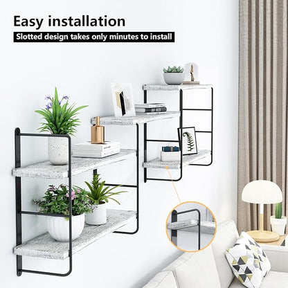 MXCSE Wall Shelves, Wall Mounted Bookshelves, DIY Floating Shelves for Wall, Wood Hanging Book Shelves for Room, Bedroom, Living Room, Easy Installation (Washed White, 50W x 17H)