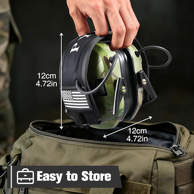 Electronic Shooting Ear Protection w/Gel Pads, 23dB NRR Active Noise Reduction & 3X Amplification Headset for Shooters