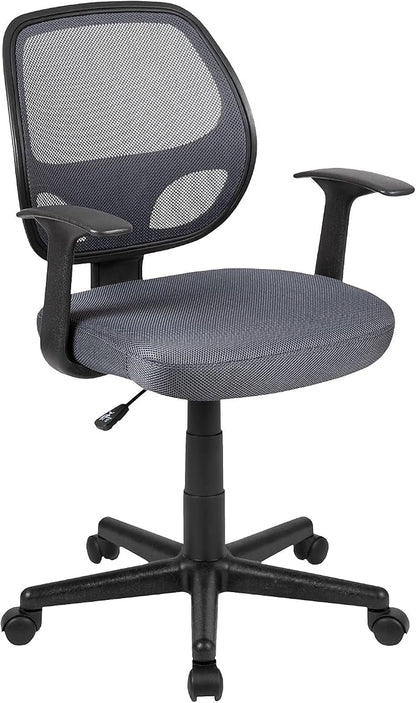 Flash Furniture Flash Fundamentals Mid-Back Gray Mesh Swivel Ergonomic Task Office Chair with Arms