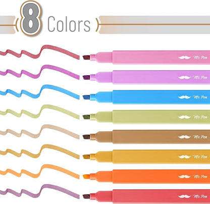 Mr. Pen- Aesthetic Highlighters No Bleed, 8 Pack, Warm Colors, Chisel Tip | Cute Highlighters Assorted Colors for Journaling, Highlighting, Underlining, Fast Dry, Back to School Supplies